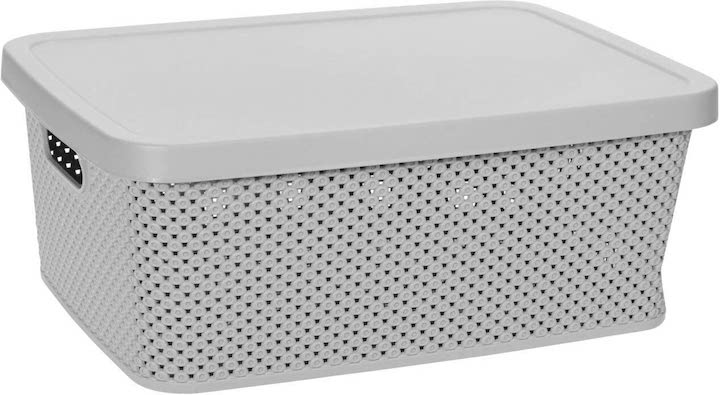 13 Litre Grey Diamond Plastic Storage Box with Lid
