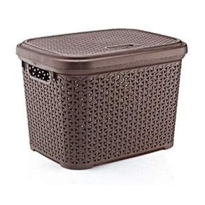 Brown 30 Litre Rattan Storage Box with Lid