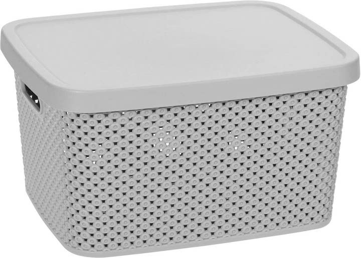 3.5 Litre Grey Diamond Plastic Storage Box with Lid Home