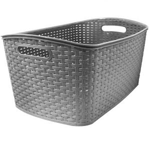 Silver Rattan Storage Basket