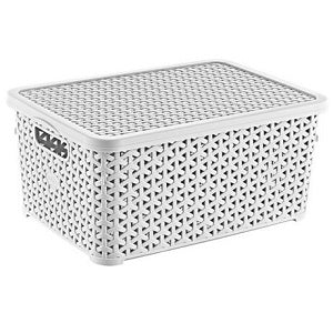 Light Grey 6 Litre Rattan Storage Box with Lid