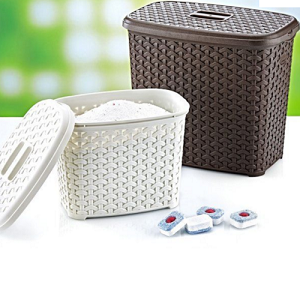 Brown Rattan Washing Powder Storage Box