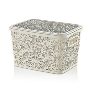 Cream 5.5 Litre Lace Storage Box with Lid