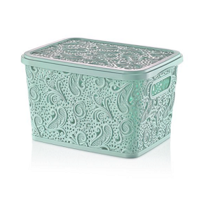 Green 5.5 Litre Lace Storage Box with Lid