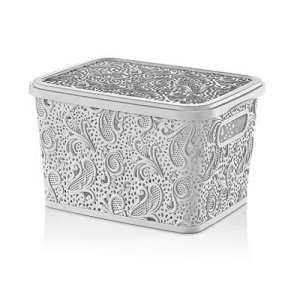 White 10 Litre Lace Storage Box with Lid