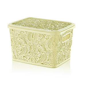 Yellow 5.5 Litre Lace Storage Box with Lid