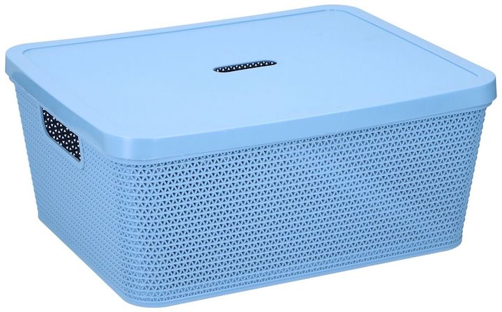 Medium Blue Plastic Storage Box with Lid