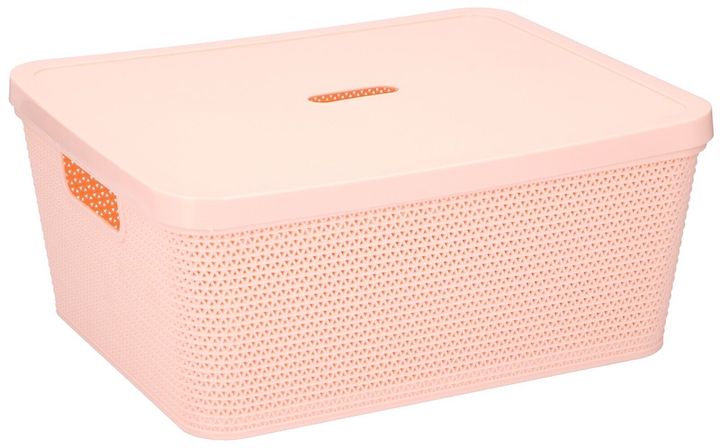 Medium Peach Plastic Storage Box with Lid