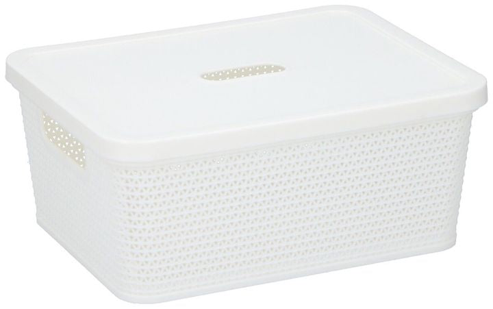 Small White Plastic Storage Box with Lid