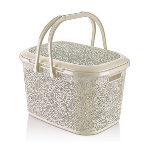 Cream 28 Litre Lace Carry Storage Basket