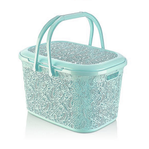 Green 28 Litre Lace Carry Storage Basket