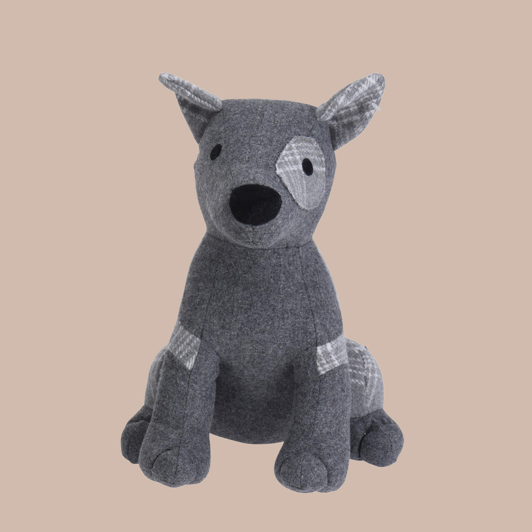 Dark Grey Patched Dog Door Stop