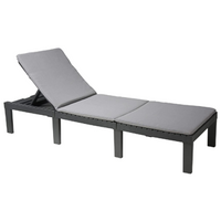 Anthracite Reclining Sun Lounger with Taupe Cushion & Adjustable Backrest