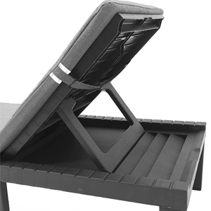 Anthracite Reclining Sun Lounger with Taupe Cushion & Adjustable Backrest