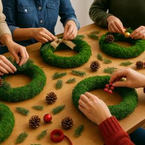 Pack of 5 Padded Moss Wreath Rings - Natural Green Bases for Crafting (10" 25cm)