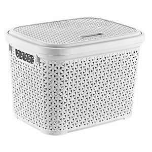 Light Grey 30 Litre Rattan Storage Box with Lid