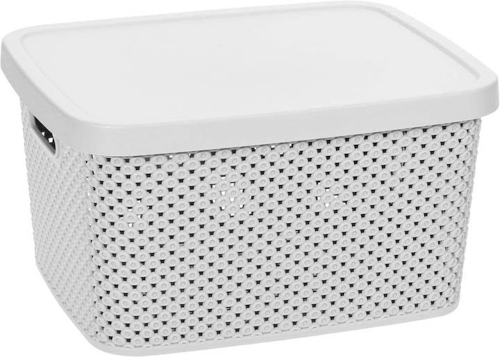 3.5 Litre White Diamond Plastic Storage Box with Lid Home