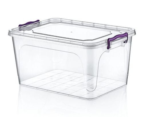 Large 25 Litre Heavy Duty Clear Plastic Storage Box Stackable Transparent Container with Locking Lid