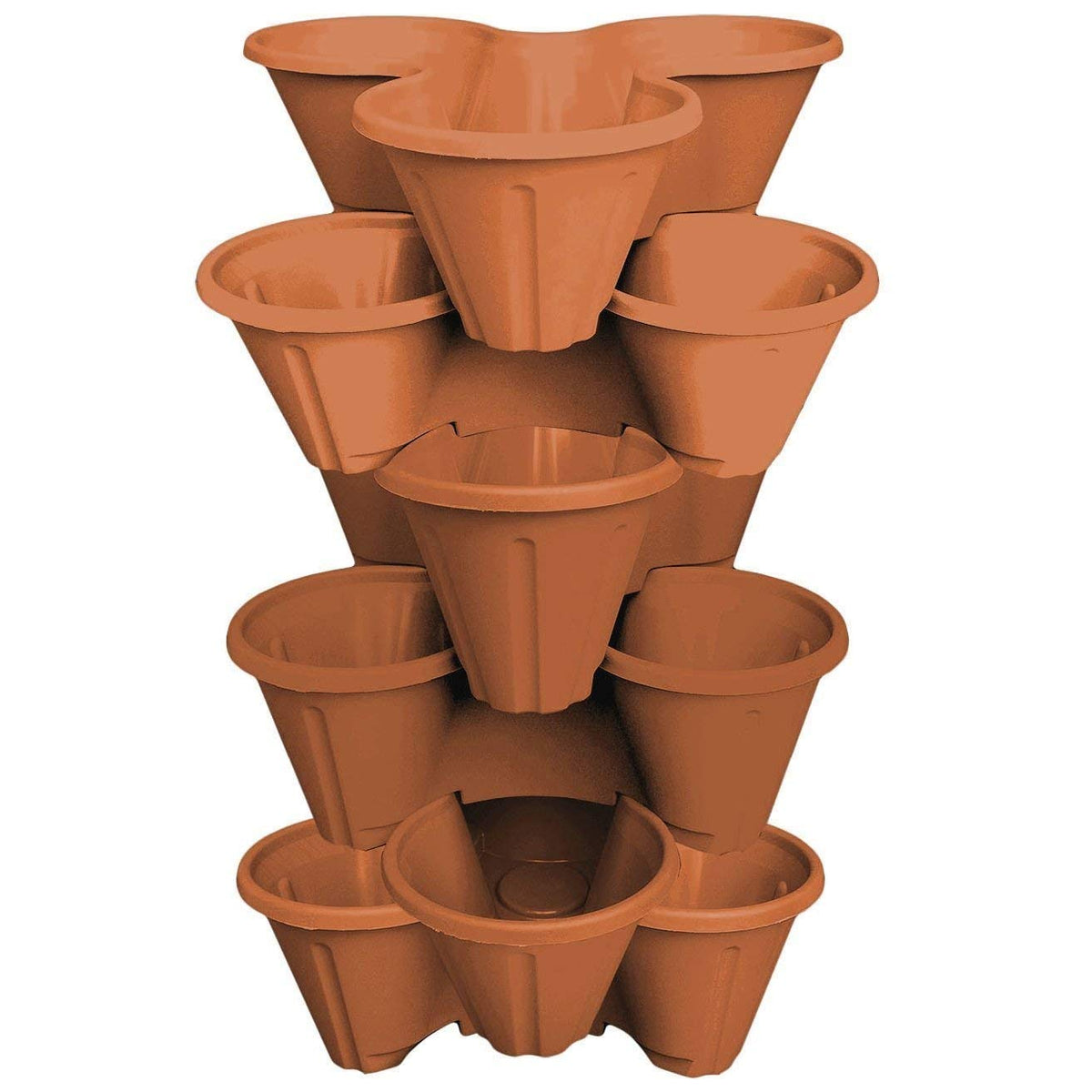 Set of 6 Terracotta Trio Stacking Planters