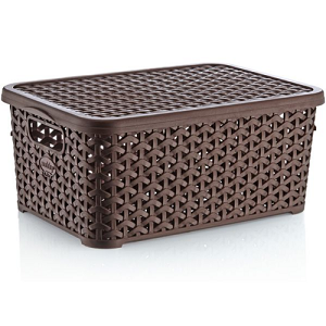 Brown 6 Litre Rattan Storage Box with Lid