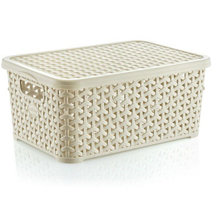 Cream 6 Litre Rattan Storage Box with Lid