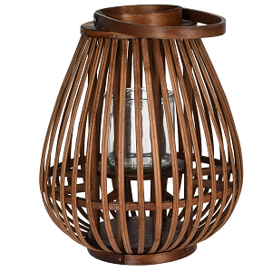 Bamboo Pillar Candle Lantern with Carry Handle