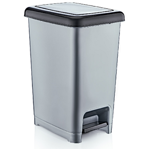 Plastic Pedal Bin - Black and Grey