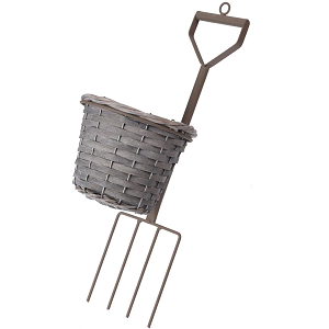 Hanging Wicker Fork Wall Planter with Bulbs