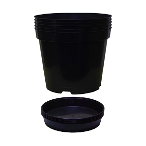 Pack of 5 Black Nursery Pot with Saucer