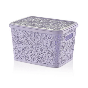 Purple 5.5 Litre Lace Storage Box with Lid