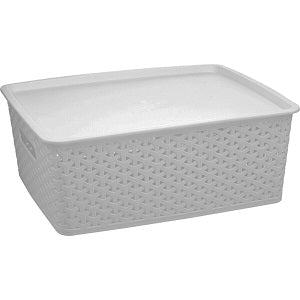 Medium Grey Rattan Basket with Lid