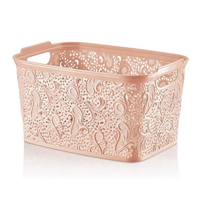 Peach Lace Storage Basket