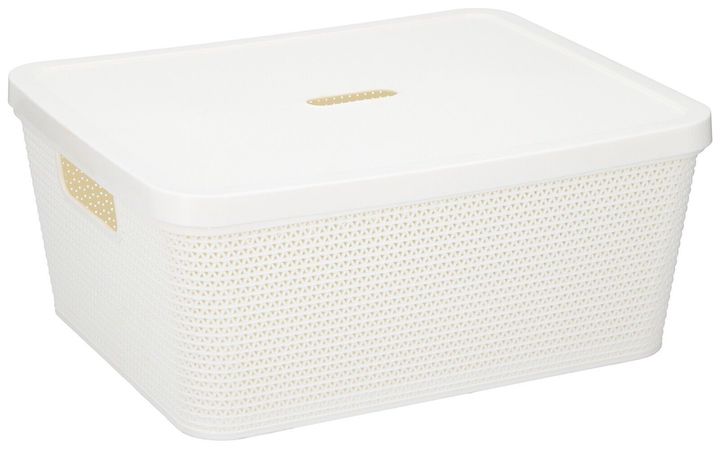 Medium White Plastic Storage Box with Lid