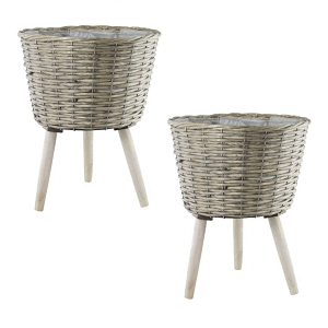 Round Willow Plant Pot with Legs