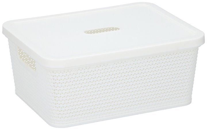 Mini White Plastic Storage Box with Lid