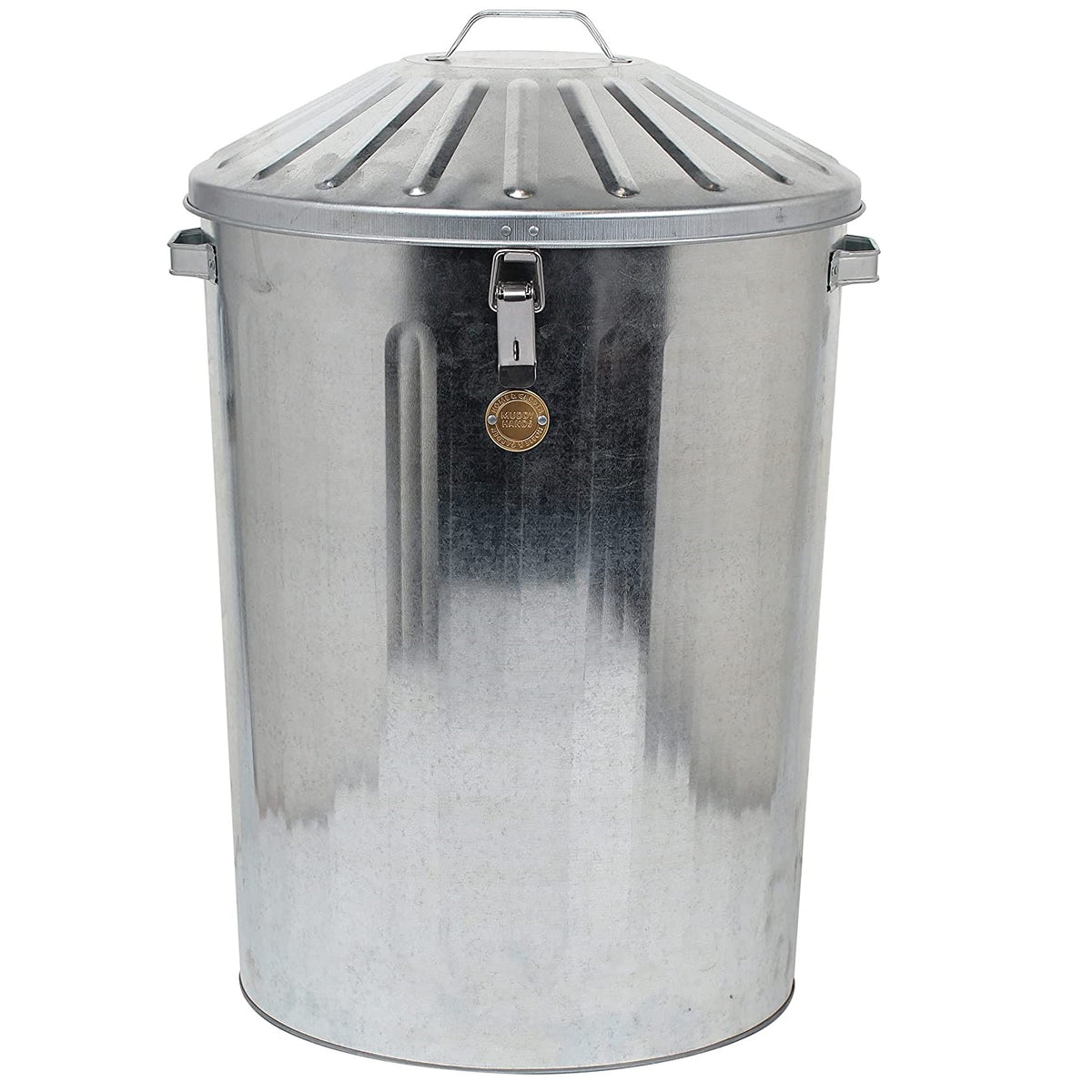 90 Litre Large Galvanised Metal Bin with Locking Lid