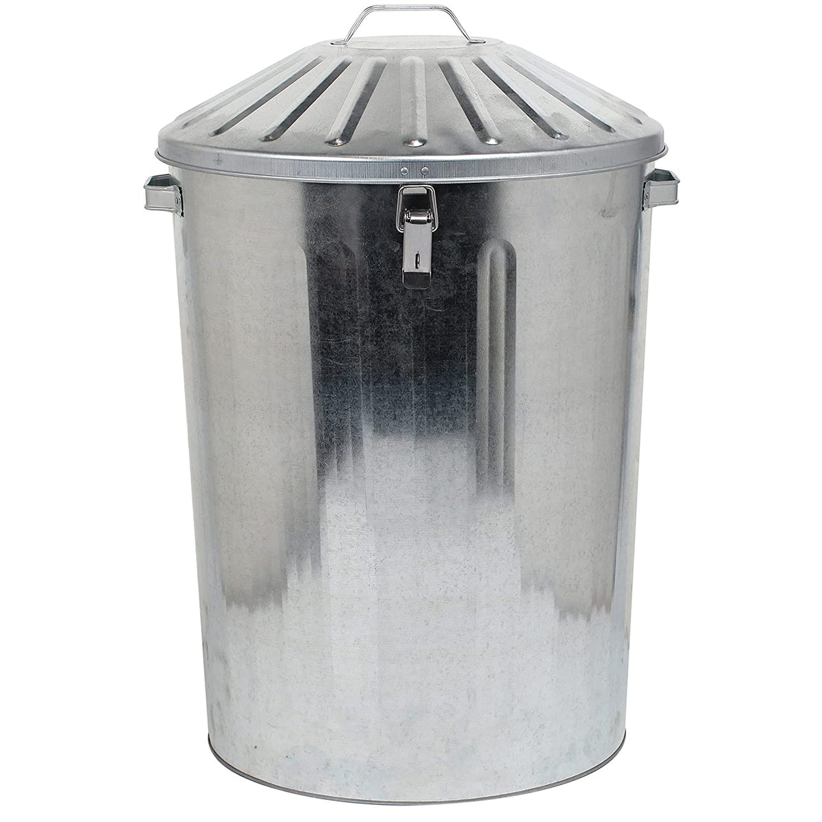 90 Litre Large Galvanised Metal Bin with Locking Lid