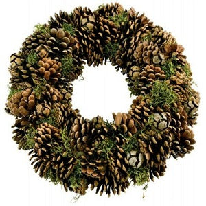 Pine Cone and Green Moss Natural Christmas Wreath