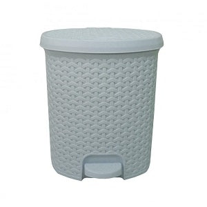 Rattan Pedal Bin - White
