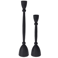 Set of 2 Black Candle Stick Holders