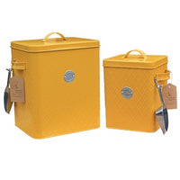 Set of 2 Mustard Tin with Lid & Scoop