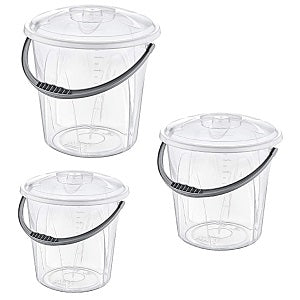 Set of 3 Plastic Buckets With Lid