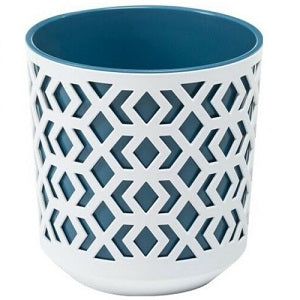 White and Blue Aztec Plant Pot