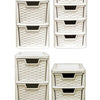 Mini 3 & 4 Plastic Rattan Drawer Storage Tower Unit Office Desk Tabletop Desktop